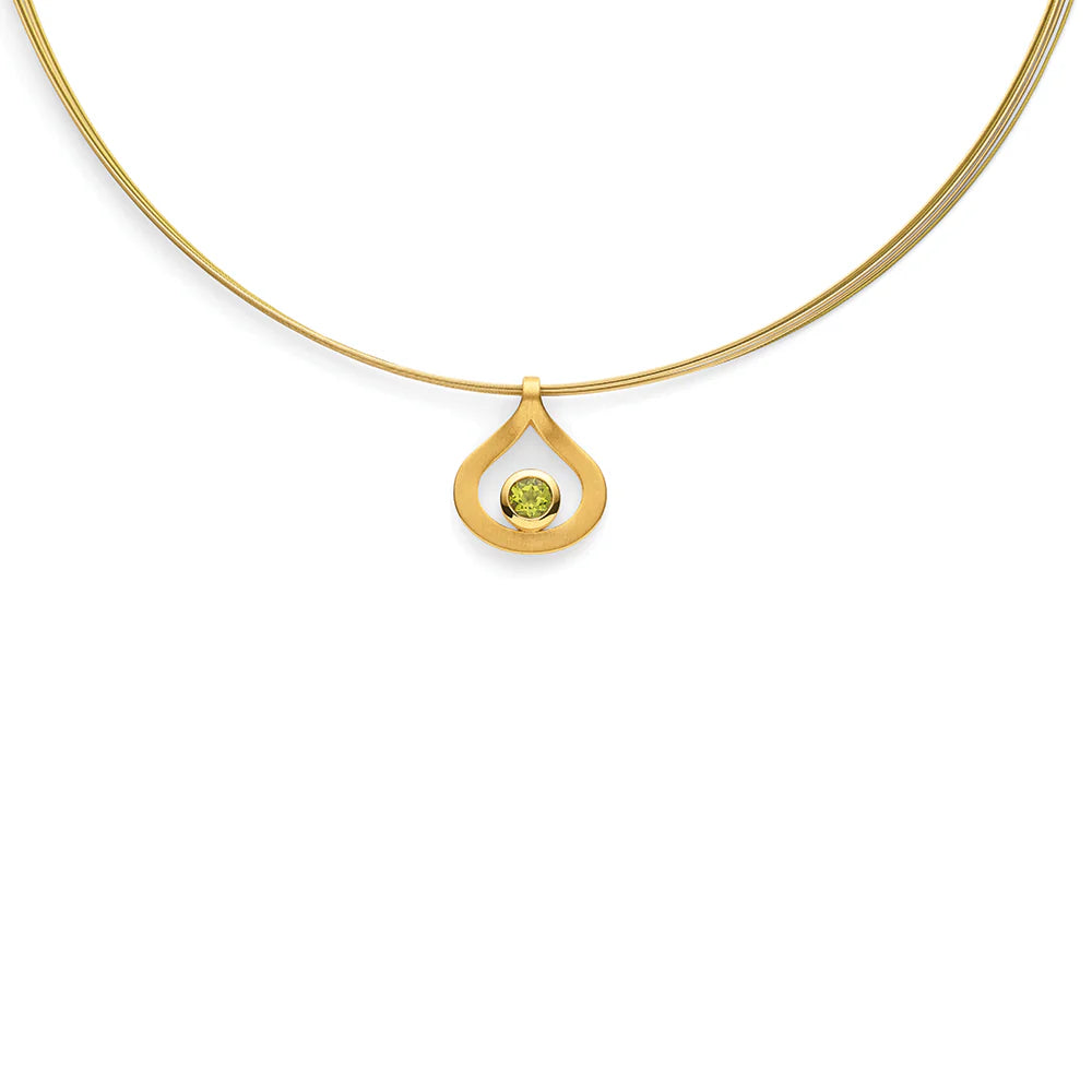 Sterling sølv vedhæng, fg., mat, peridot 0,52ct