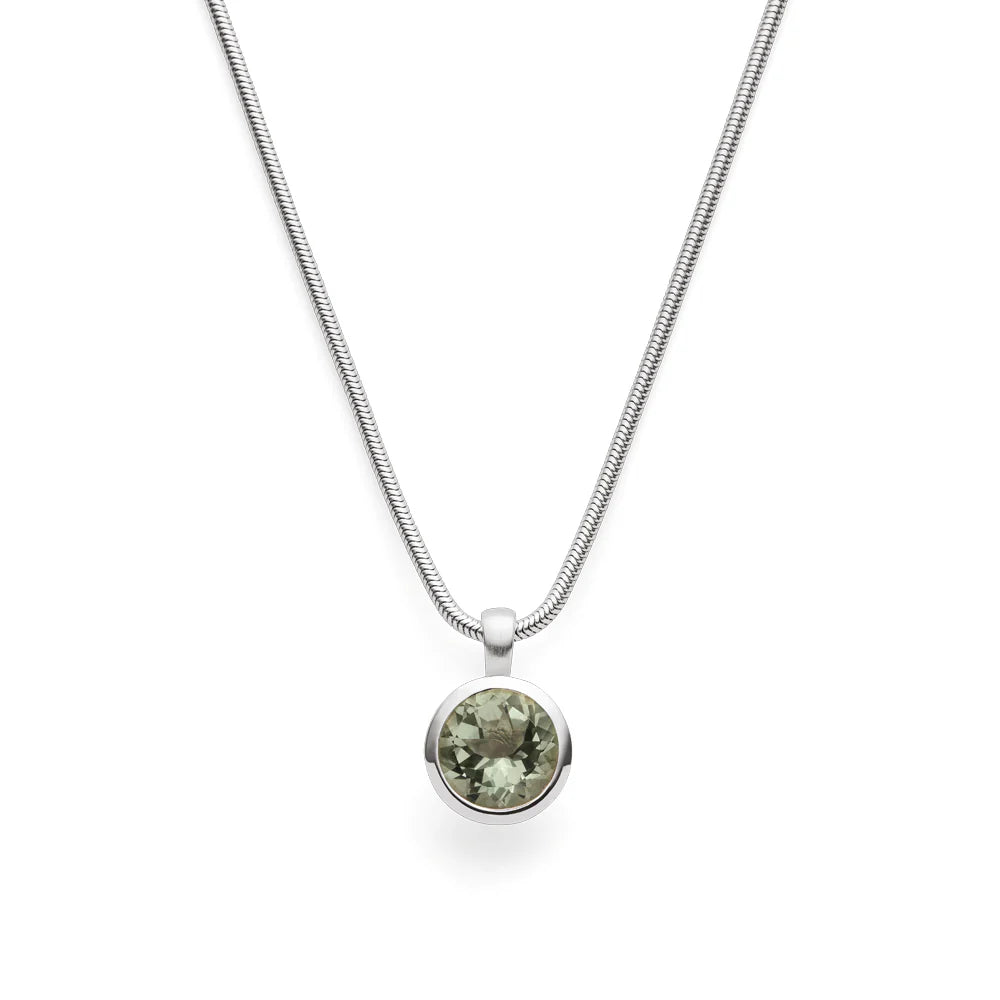 Sterling sølv vedhæng, mat/pol.,amethyst grøn 3,1ct