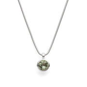 Sterling sølv vedhæng, mat/pol.,amethyst grøn 3,1ct