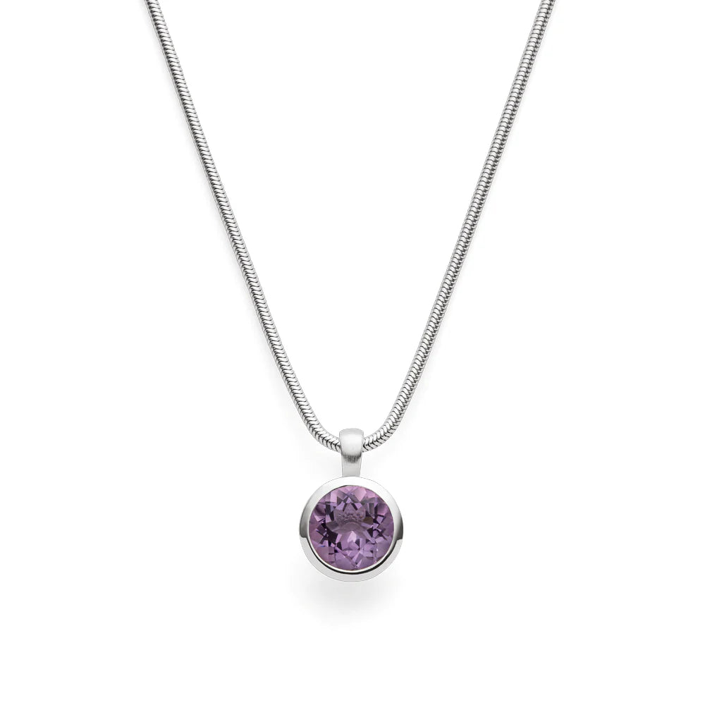 Sterling sølv vedhæng, mat/blank, amethyst 3,1ct