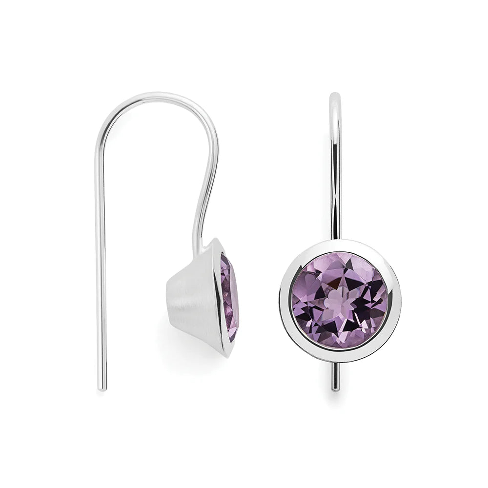 Sterling sølv øreringe, blank, amethyst 3,3ct