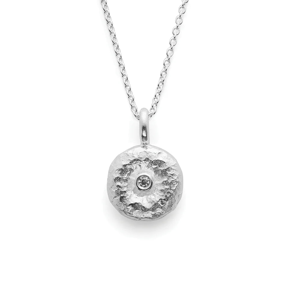 Sterling sølv vedhæng, special textured, dia. 0,02ct W-SI