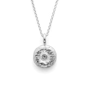 Sterling sølv vedhæng, special textured, dia. 0,02ct W-SI
