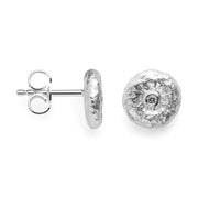 Sterling sølv øreringe, special textured, dia. 0,02ct W-SI
