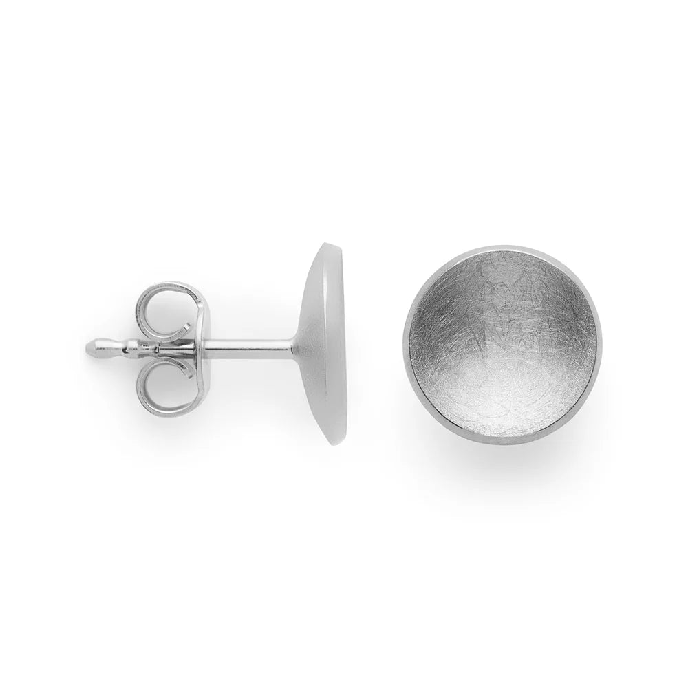 Sterling sølv øreringe, børstet/blank, 10mm