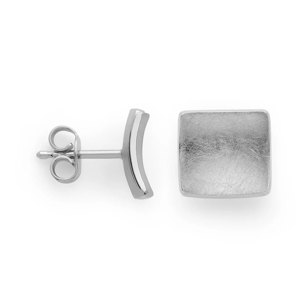 Sterling sølv øreringe, børstet/blank, 8mm