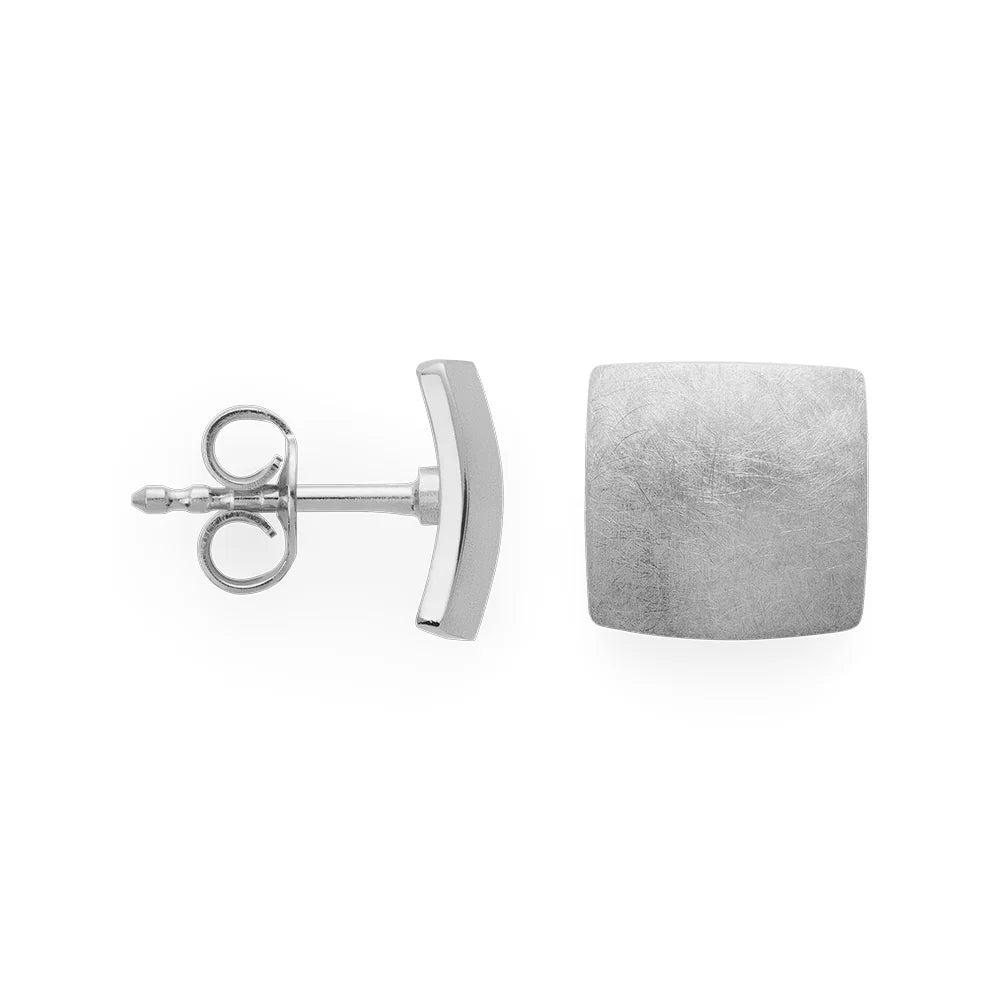 Sterling sølv øreringe, børstet/blank, 8mm