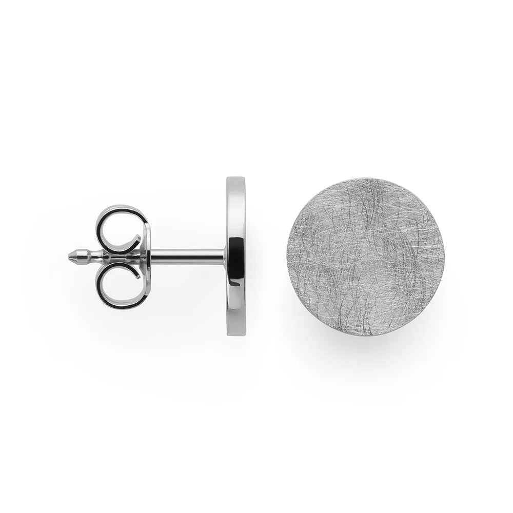 Sterling sølv øreringe, børstet/blank, 10mm