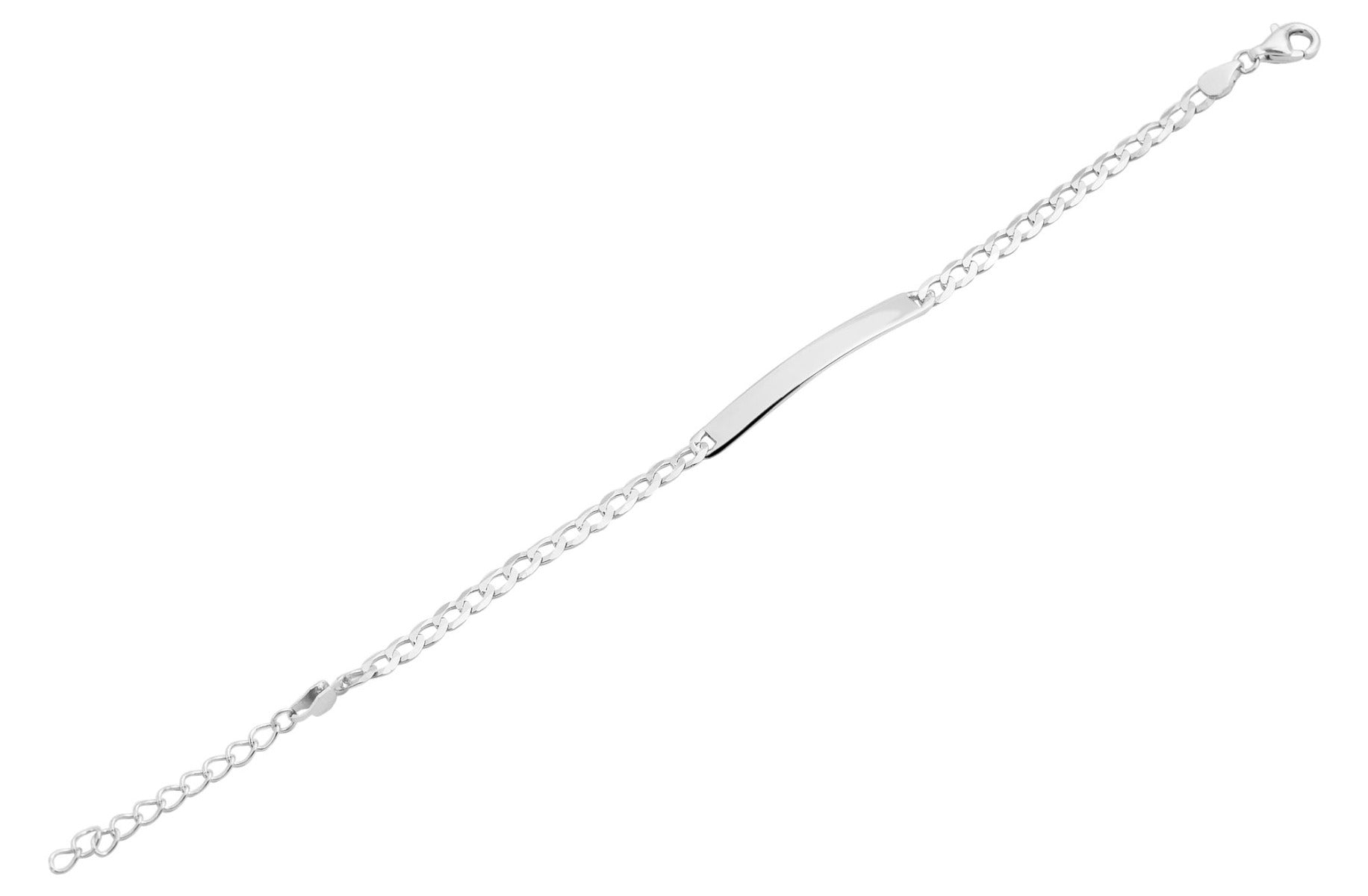 Sølv armbånd med plade - 17 + 3 cm