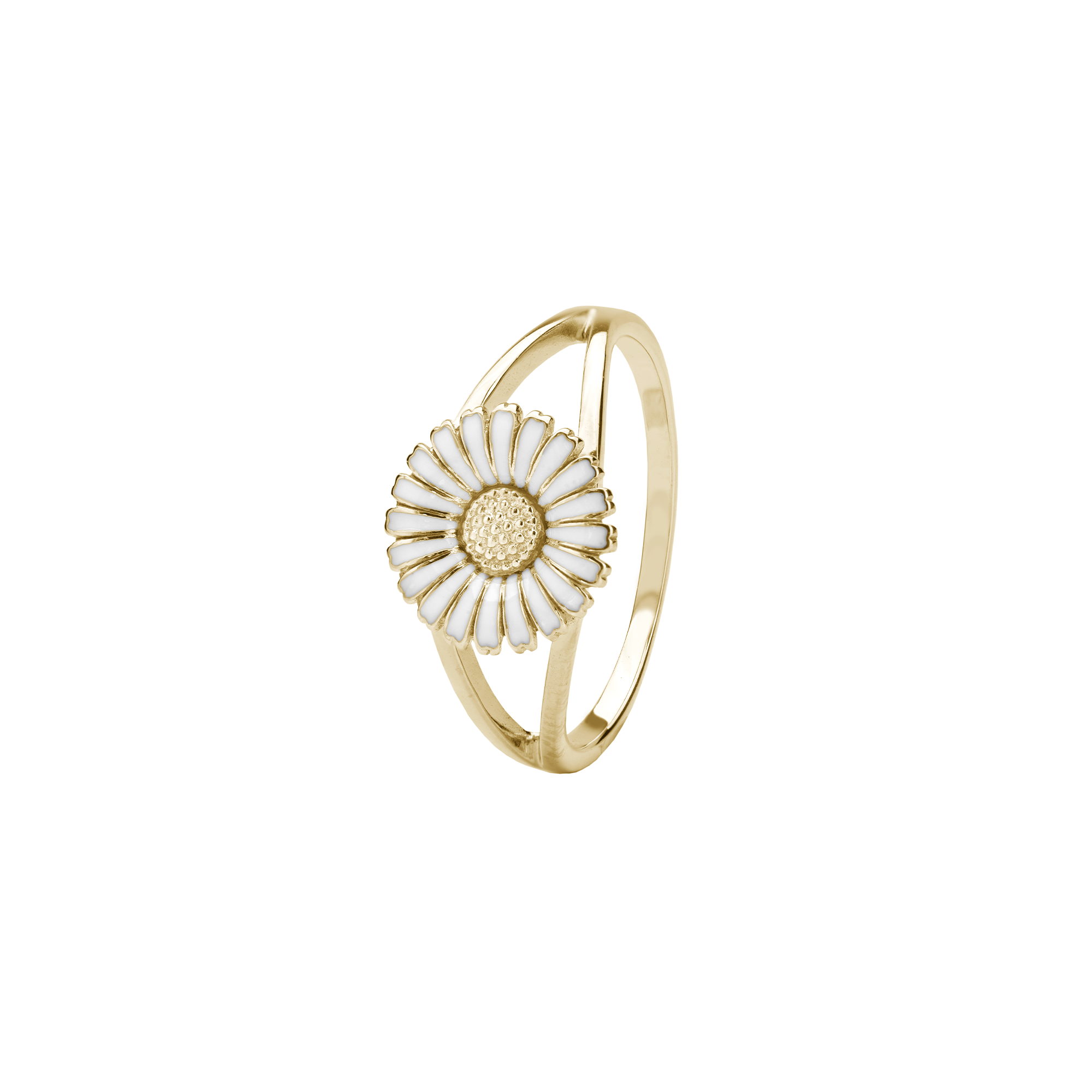 Sølv forg ring m/10mm marguerit hvid