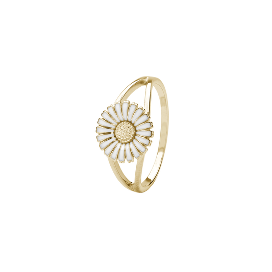 Sølv forg ring m/10mm marguerit hvid
