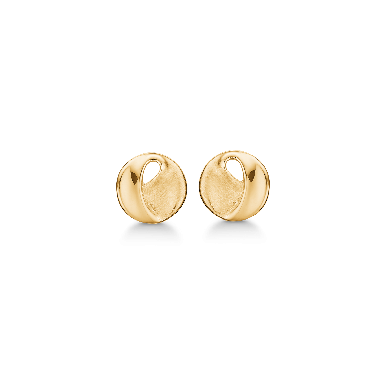 8 kt guld ørestikker mat/blank foldet cirkel.
