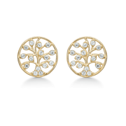 Livets Træ 8 kt. guld ørestikker livets træ med syntetiske cubic zirconia.