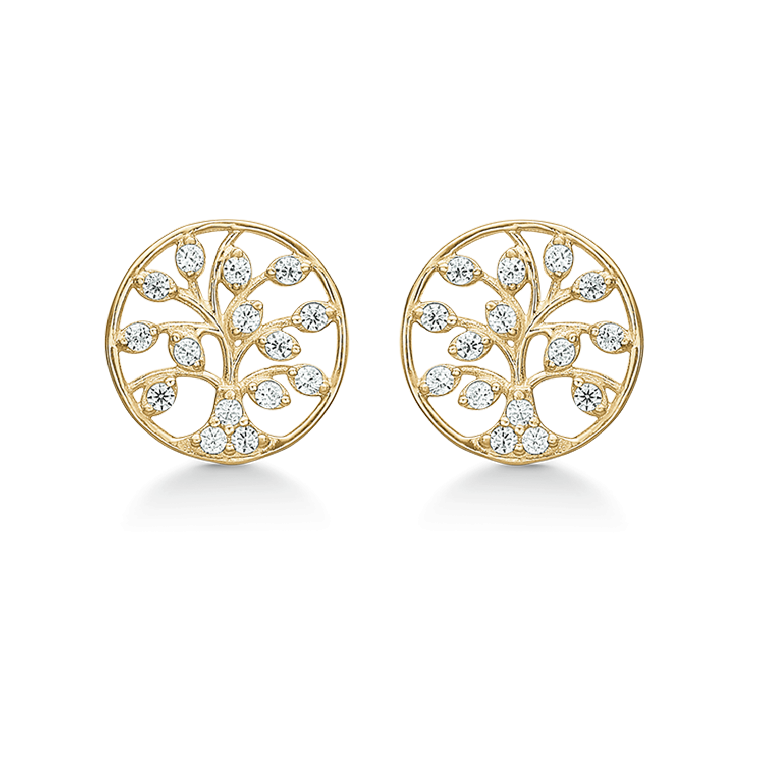 Livets Træ 8 kt. guld ørestikker livets træ med syntetiske cubic zirconia.