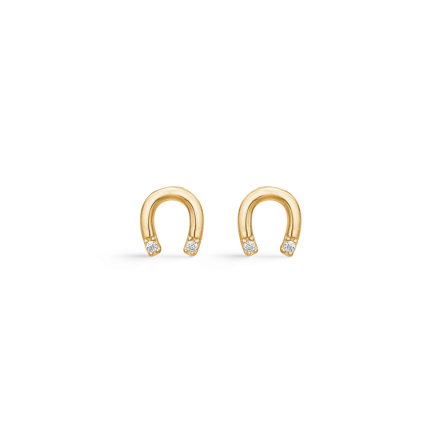 8 kt. guld ørestikker hestesko med syntetisk cubic zirconia. Mål 6,87 x 5,96 mm.