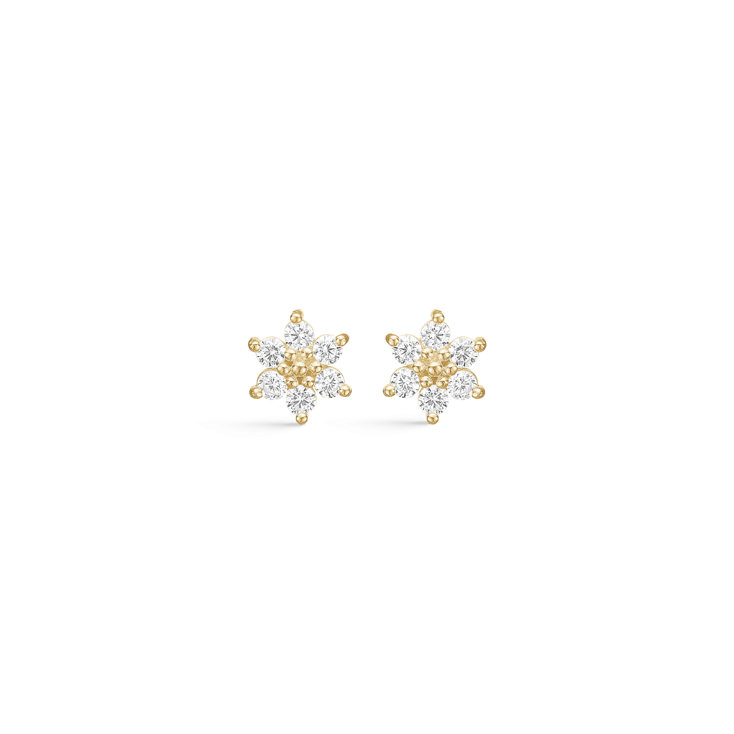 8 kt. guld ørestikker snefnug med syntetiske cubic zirconia. Mål 6,80 x 5,91 mm.