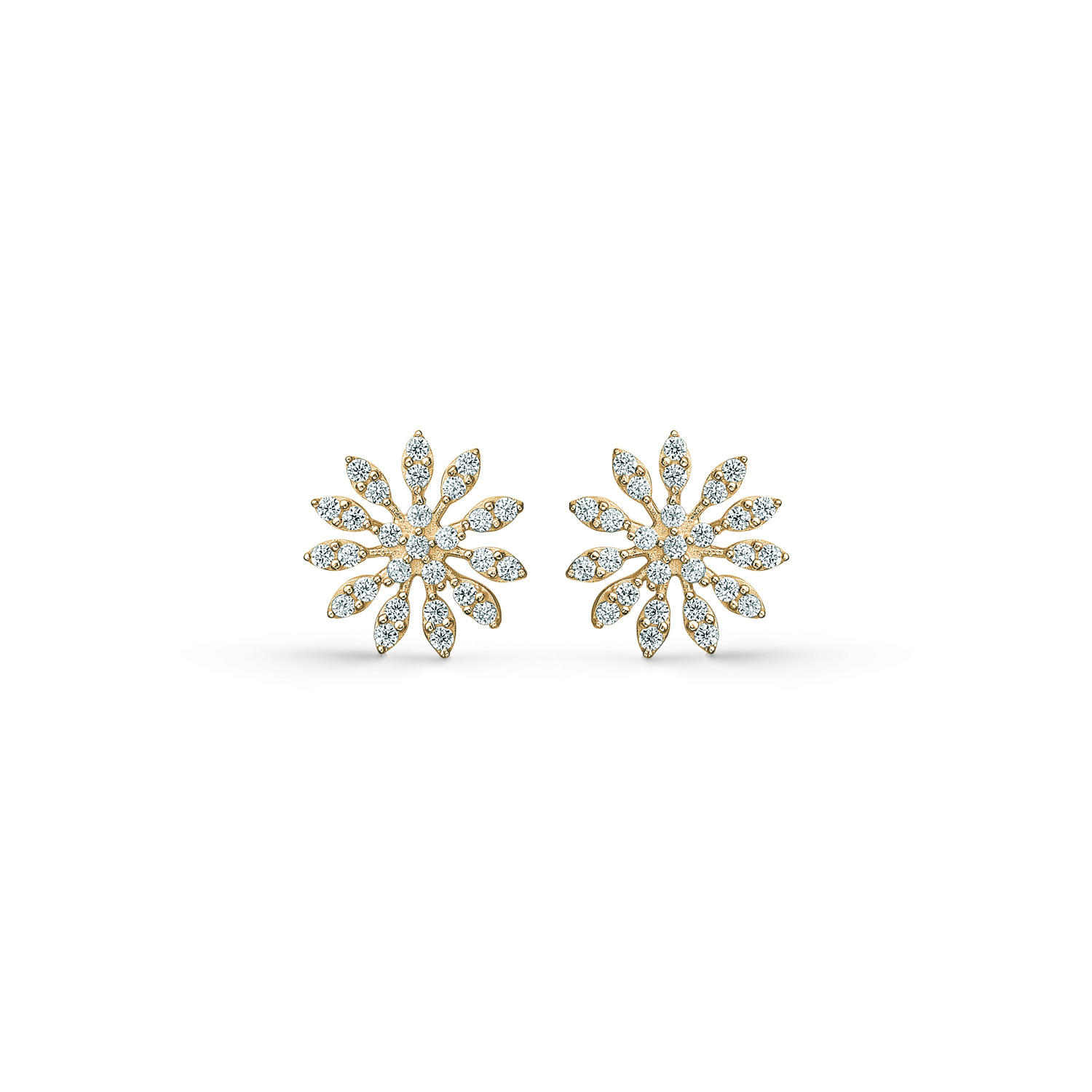 8 kt. guld ørestikker snefnug med syntetiske cubic zirconia. Mål 8,79 mm.