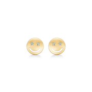 8 kt. guld ørestikker cirkel med smiley med syntetiske cubic zirconia. Mål 7,18 mm. i diameter.