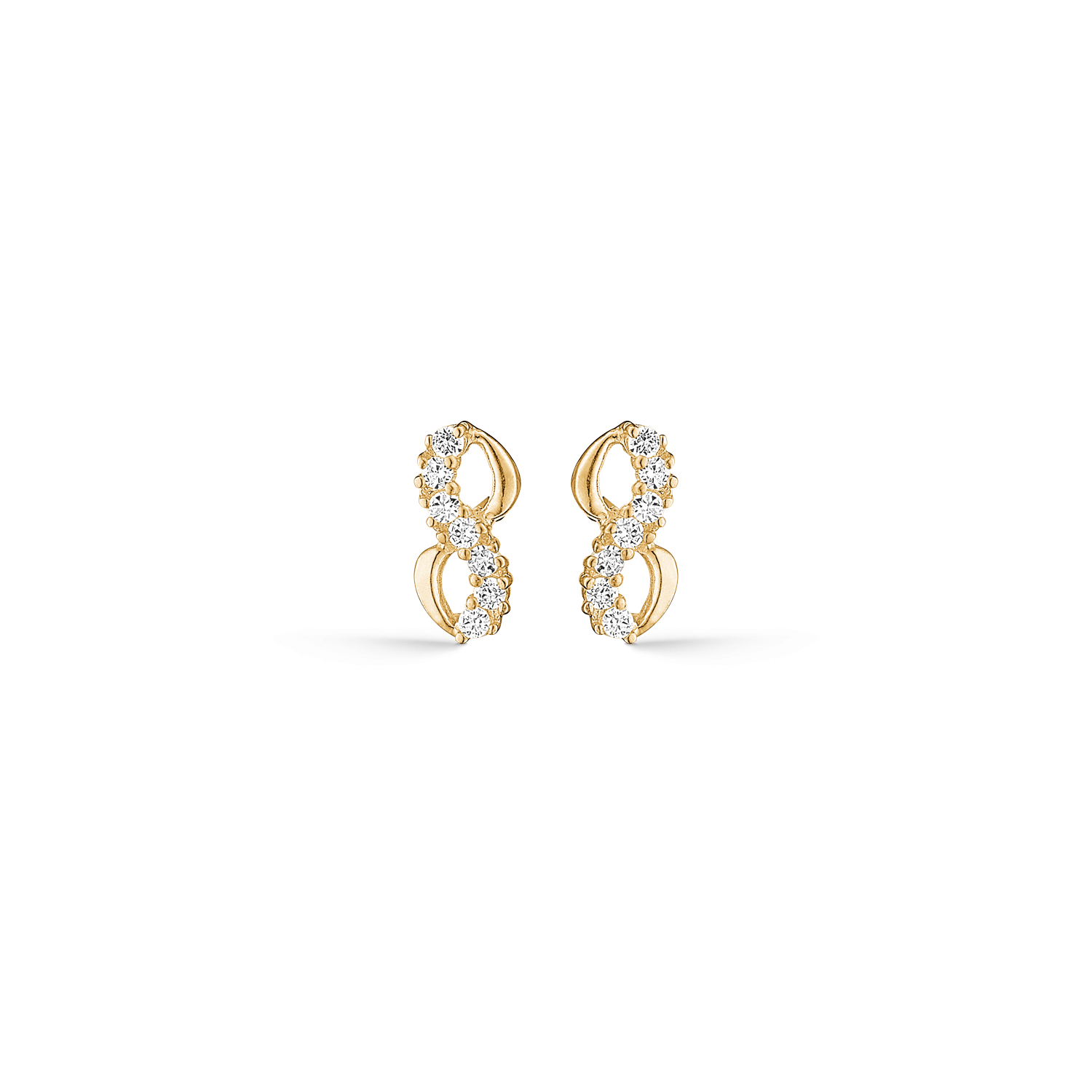 8 kt. guld ørestikker evighedstegn med syntetiske cubic zirconia. "infinity" Mål: 8,17 x 4,06 mm.