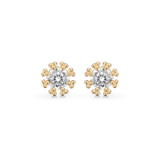 8 kt. rødguld ørestikker 4 mm. synt. cubic zirconia i grabbefatning 3 kugler Mål: 6,18 x 6,18 mm.