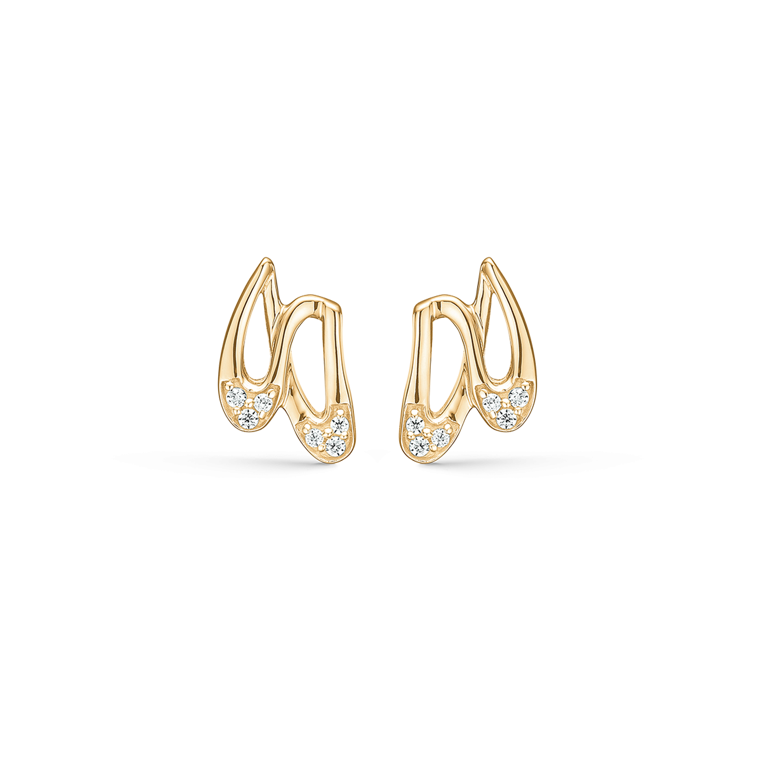 8 kt. guld ørestikker 2 buer med syntetiske cubic zirconia i enderne.