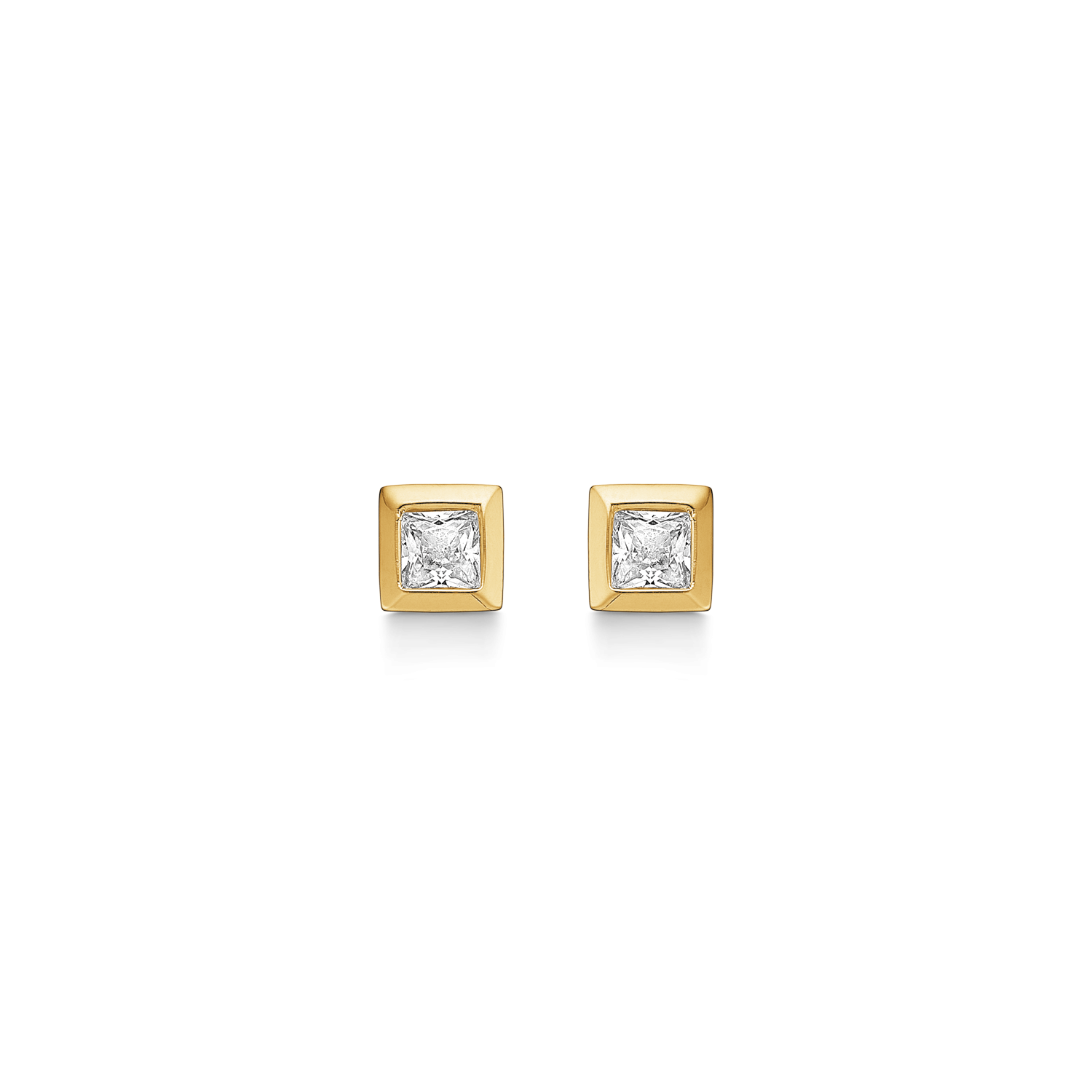 8 kt. guld ørestikker firkant med 1 syntetisk cubic zirconia.