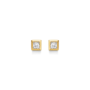 8 kt. guld ørestikker firkant med 1 syntetisk cubic zirconia.
