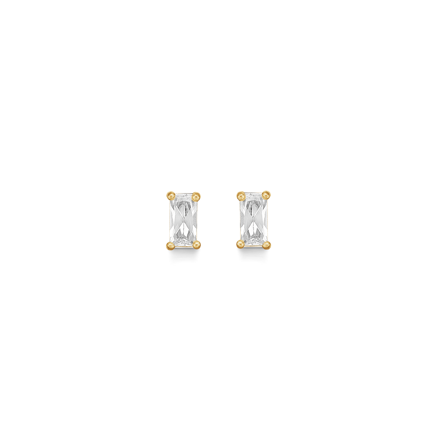 8 kt. guld ørestikker aflang firkant med 1 syntetisk cubic zirconia.