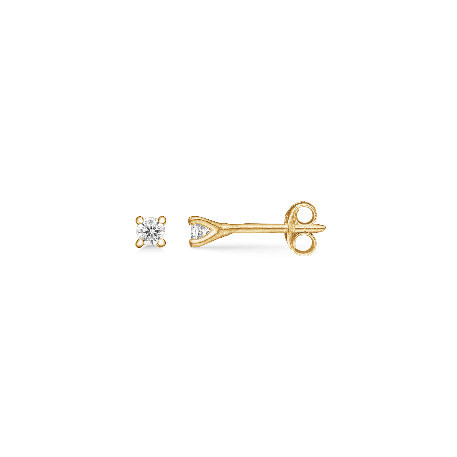 8 kt. guld ørestikker 2,5 mm. med syntetisk cubic zirconia i 4 grabber.