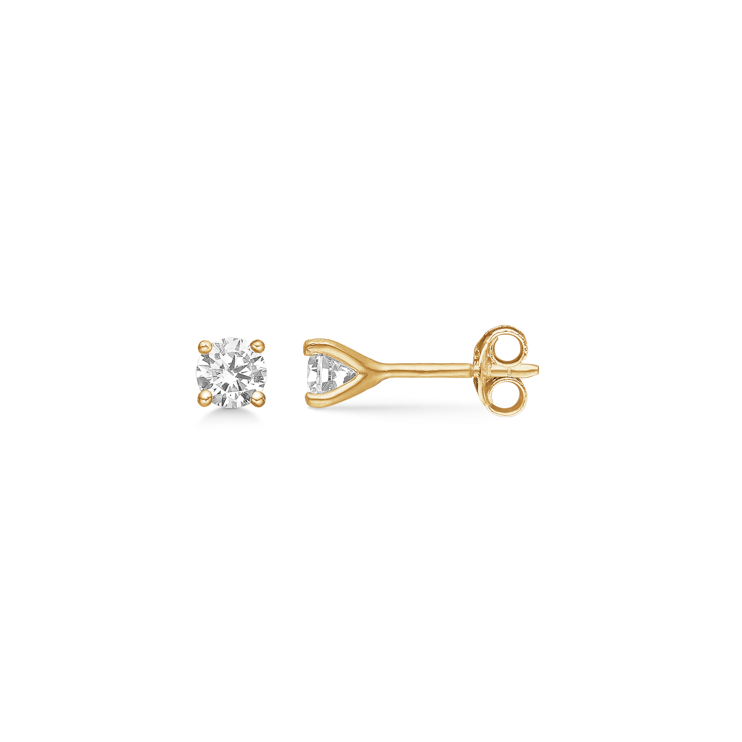 8 kt. guld ørestikker 4,0 mm. med syntetisk cubic zirconia i 4 grabber.