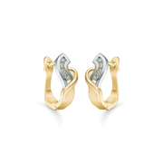 8 kt. guld creol skæv dråbe med syntetiske cubic zirconia i den hvidgulds rhodineret del.