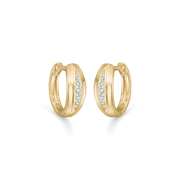 8 kt. guld ørestikker creol aflang øje med syntetisk cubic zirconia i lang rhodineret stribe.