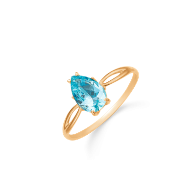 8 kt. guld ring spids oval blå topas.