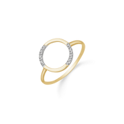 8 kt. guld ring cirkel med syntetiske cubic zirconia forskudt. Mål: 0,90 mm.