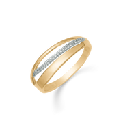 8 kt. Guld ring med 2 buer 1 bue i guld og 1 bue med 20 zirconia stene.