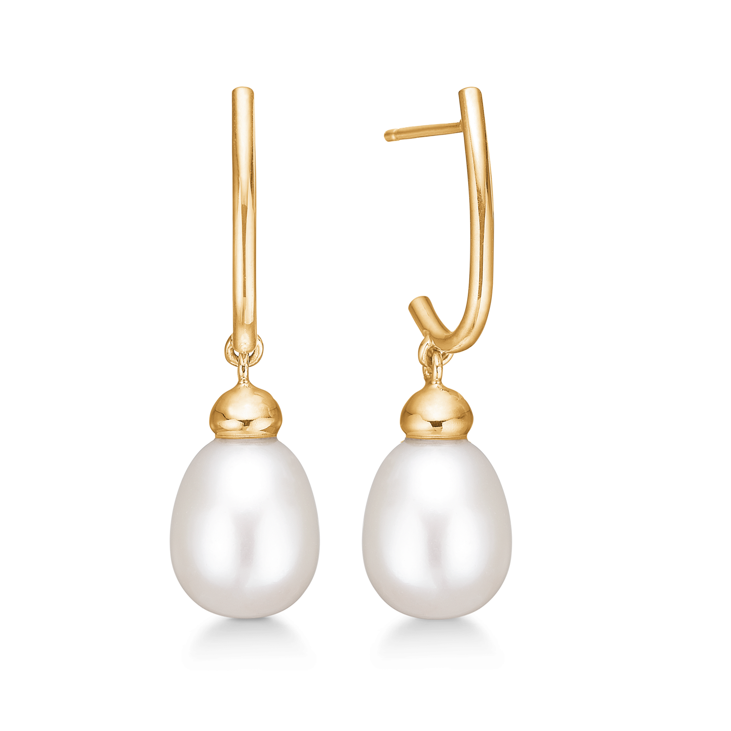 8 kt. guld ørehænger bøjle med ferskvandsperle. længde: 28 mm perle ca. 10 x 7 mm.