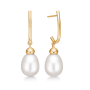 8 kt. guld ørehænger bøjle med ferskvandsperle. længde: 28 mm perle ca. 10 x 7 mm.