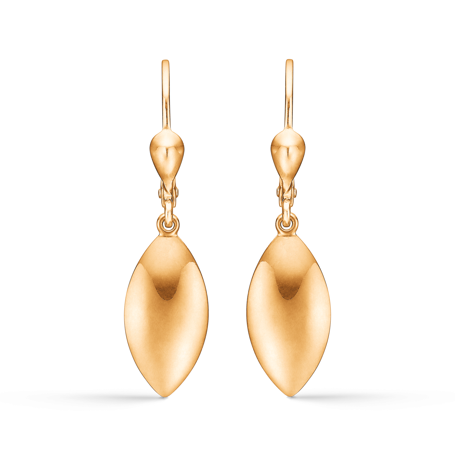 8 kt. guld ørehænger med blankt flad dråbe.