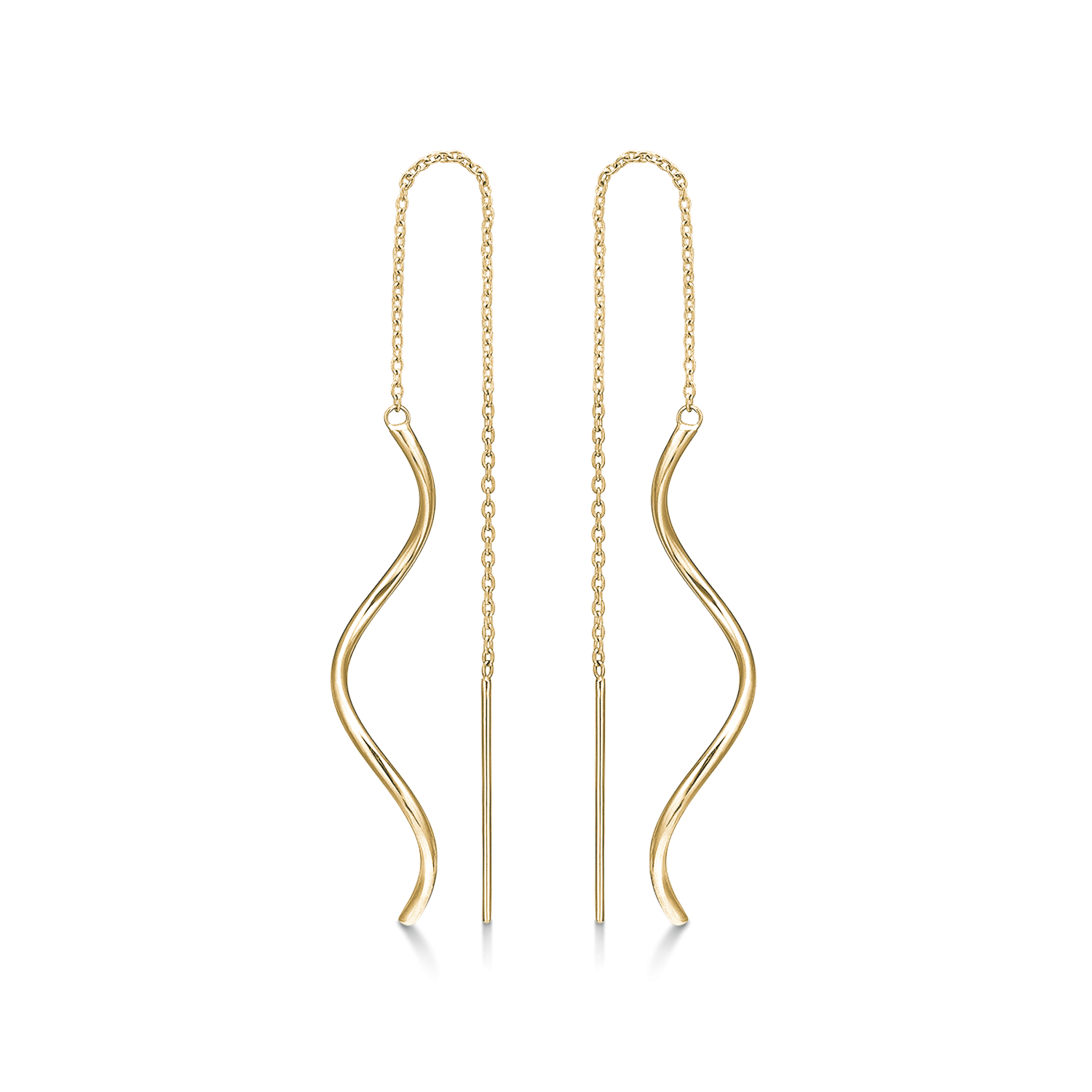 8 kt. guld ørehænger rør på kæde.