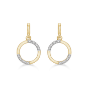 8 kt. guld ørehænger cirkel med syntetiske cubic zirconia forskudt. Mål: 0,90 mm.