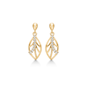8 kt. guld ørehænger blad med 8 syntetiske cubic zirconia. Mål: 16,96 x 5,33 mm.