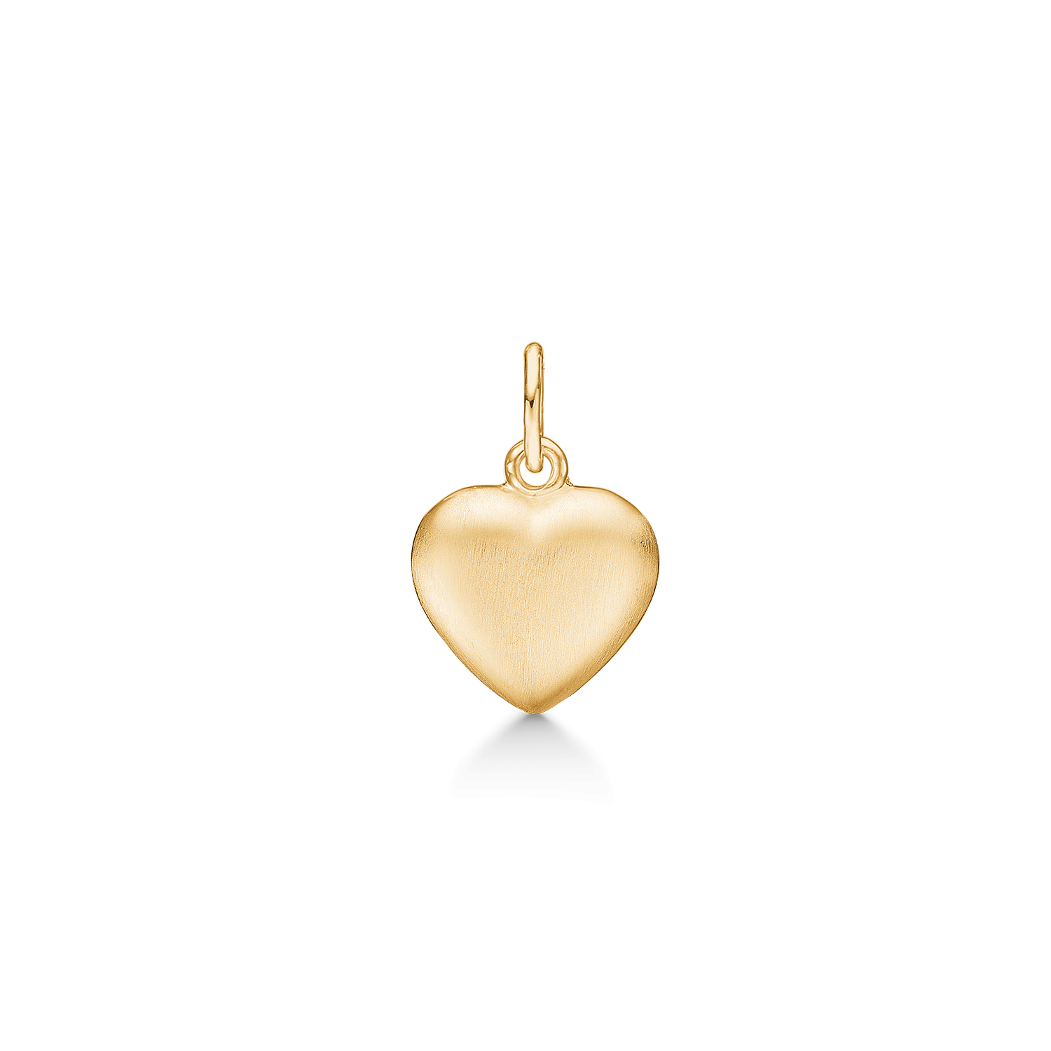 8 kt. guld vedhæng hjerte mat på den ene side og blank på den anden side. Mål: 8,5 x 8 mm.