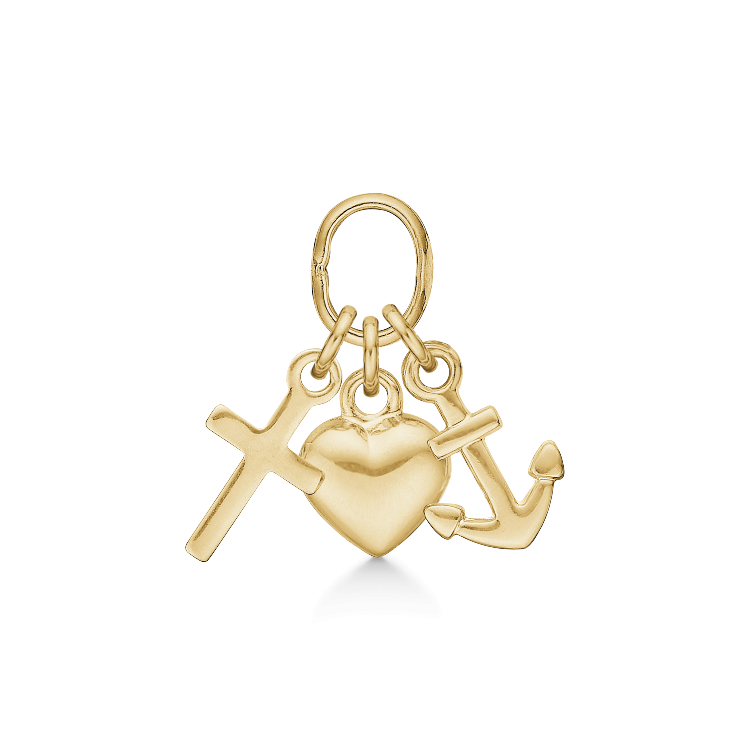 8 kt. guld vedhæng tro, håb og kærlighed. Mål: 5 x 7 mm.