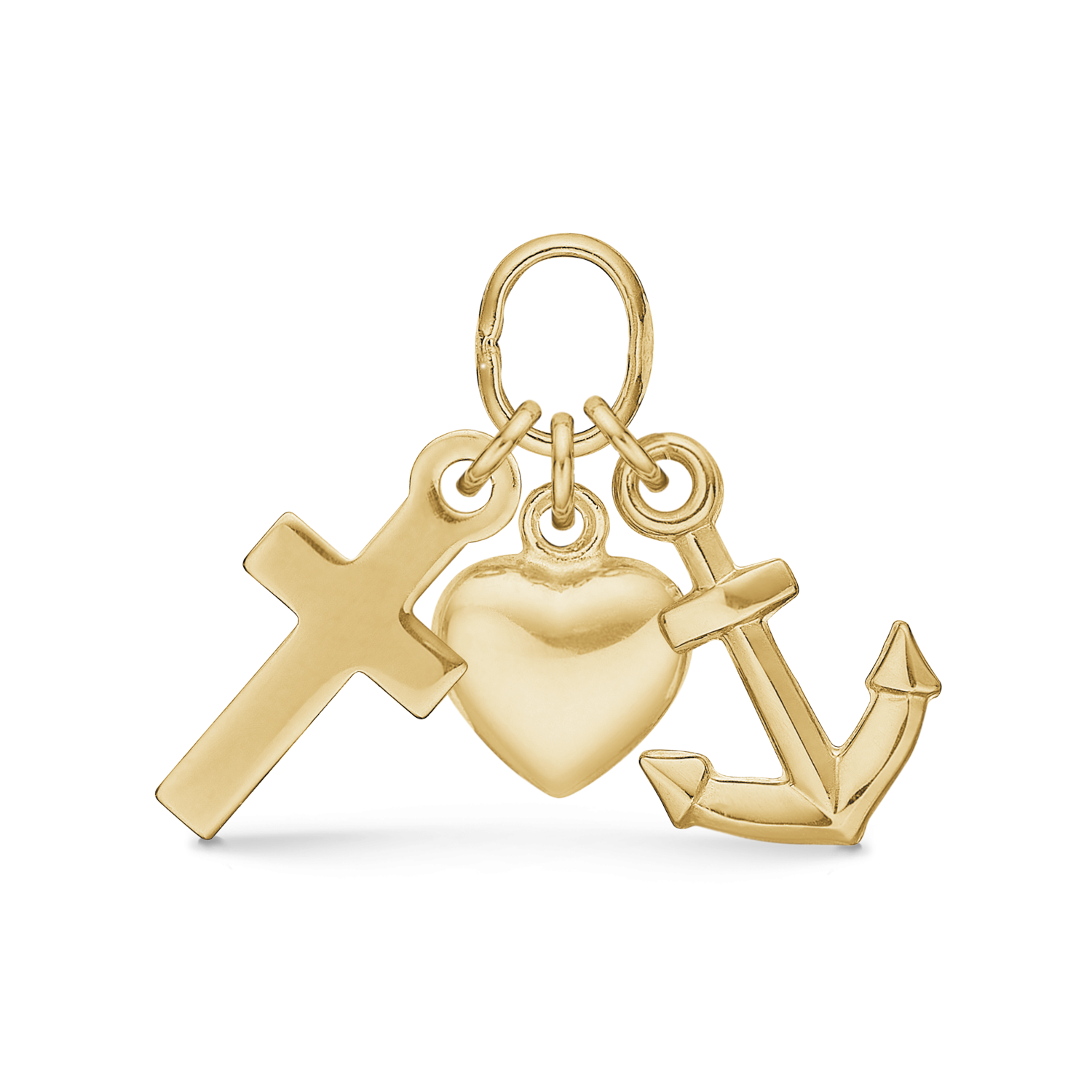 8 kt. guld vedhæng tro, håb og kærlighed. Mål: 6 x 10 mm.