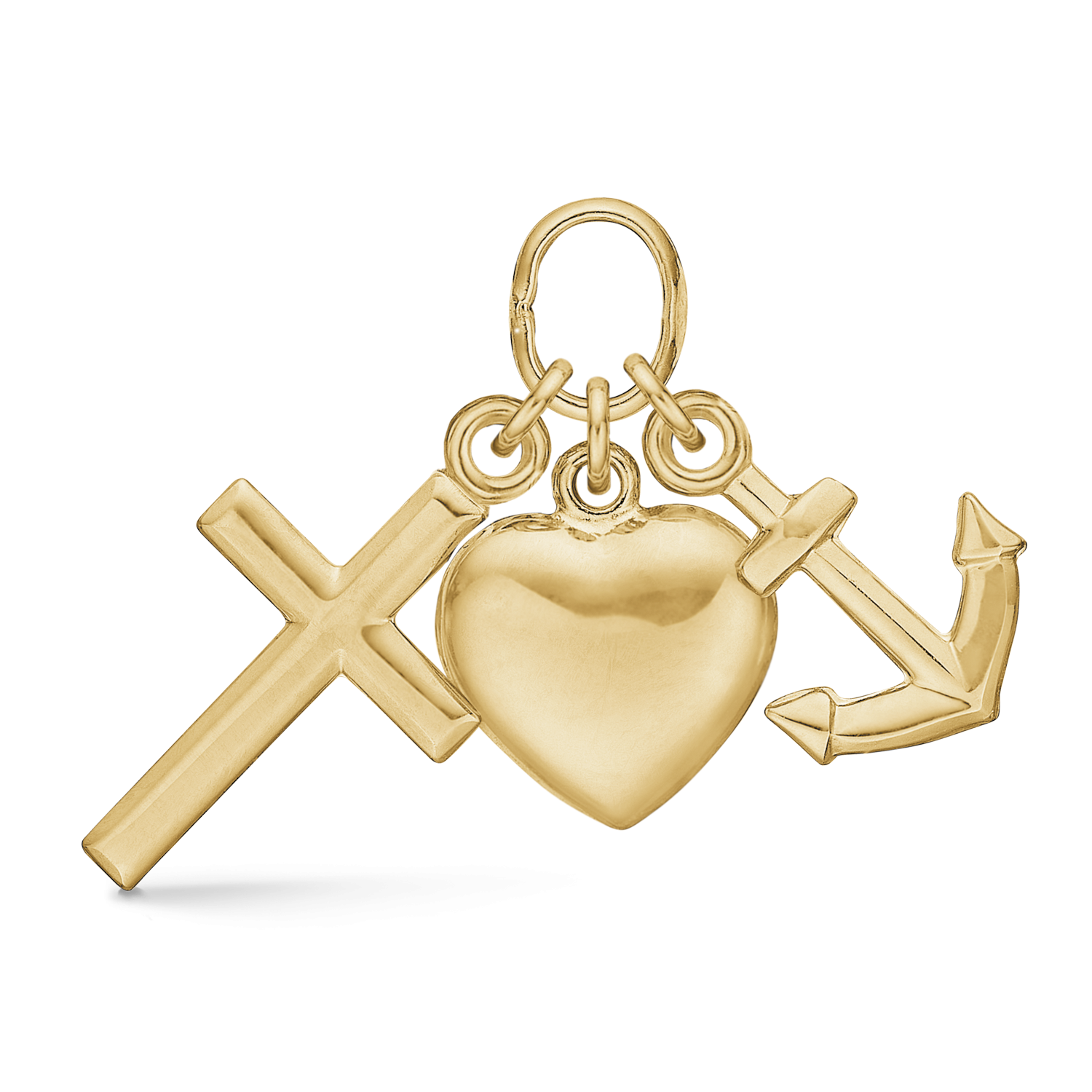 8 kt. guld vedhæng tro, håb og kærlighed. Mål: 9 x 14 mm.