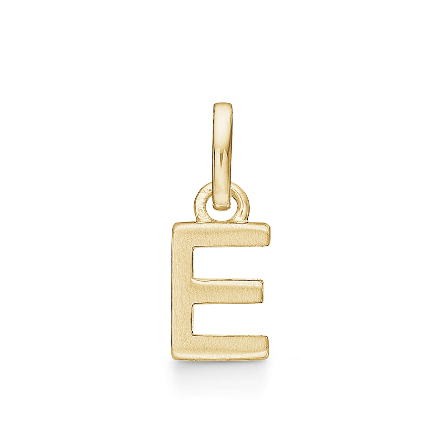 8 kt. guld vedhæng bogstav E. Mål: 7.6 x 5.4 x 3.3 mm.