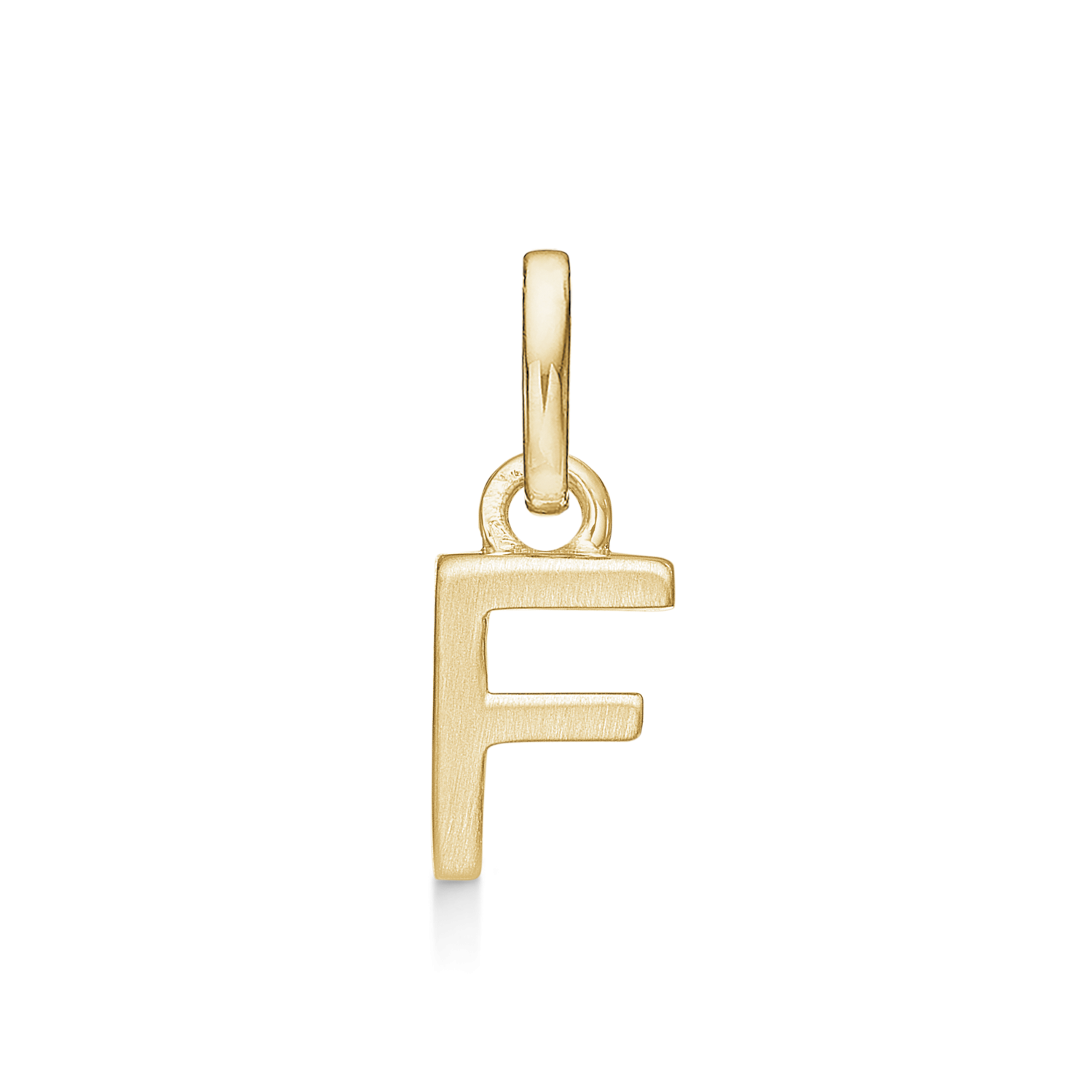 8 kt. guld vedhæng bogstav F. Mål: 7.5 x 5.4 x 3.3 mm.