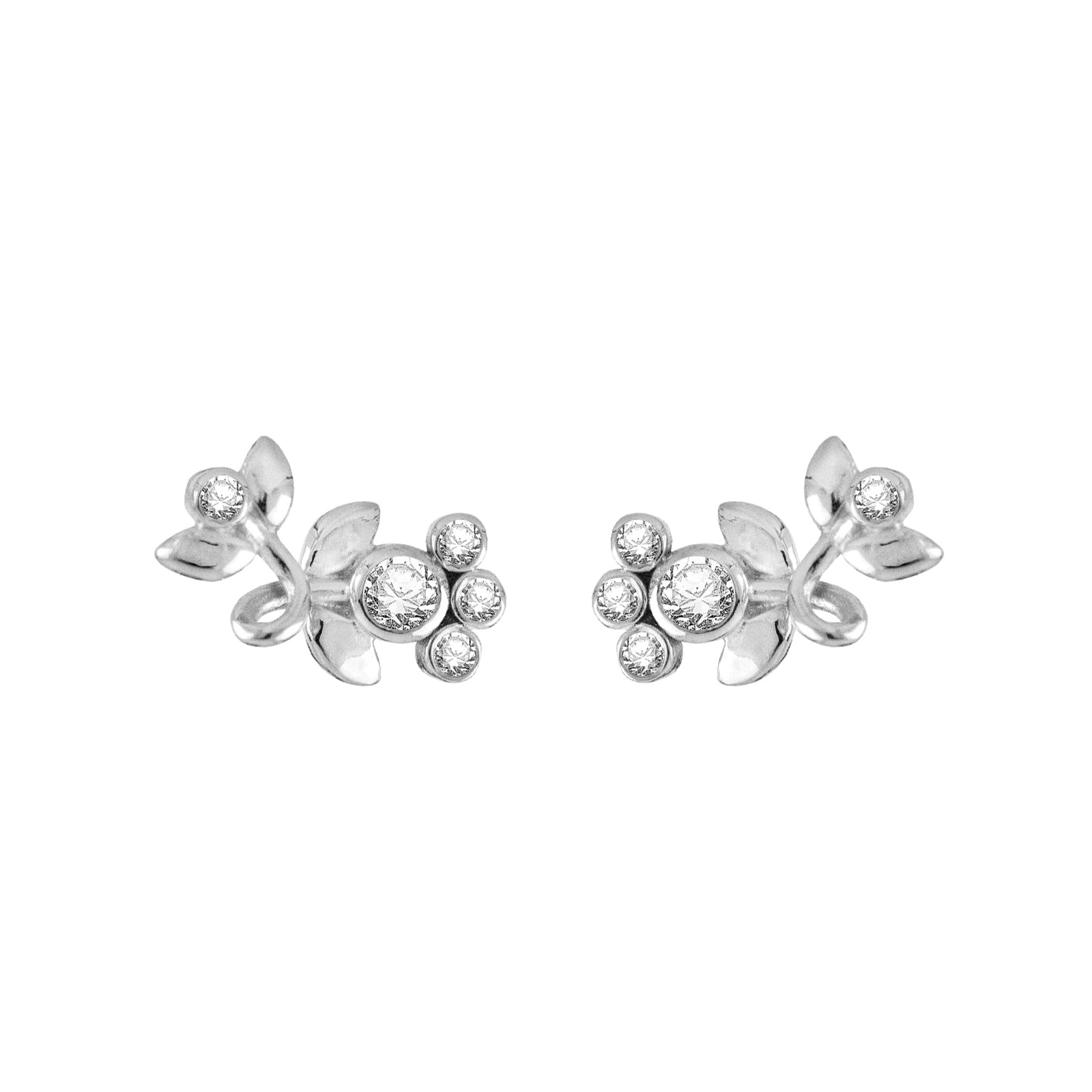 Ørestikker i oxyderet sterling sølv med blomster - Adorable Lace