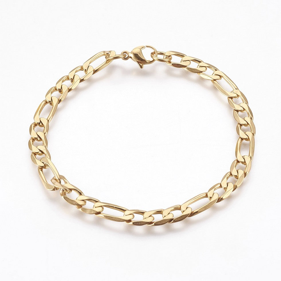 Armbånd, forgyldt rustfrit stål 21 cm