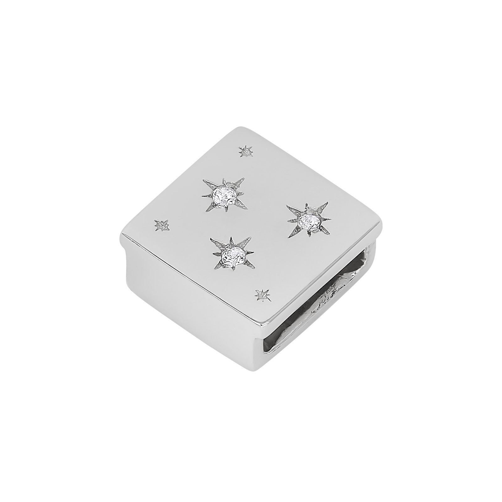 Rhd. Sølv led firkant med cz TIML 8mm